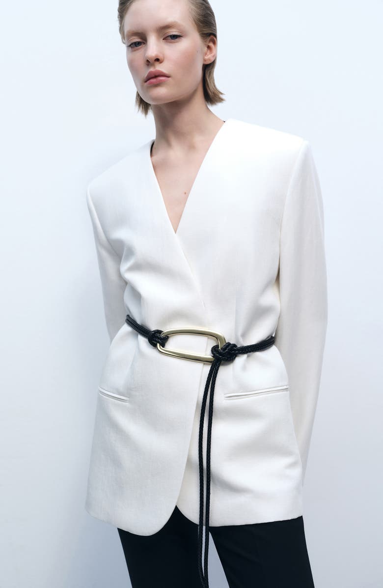 MANGO Lyocell & Linen Suit Blazer, Alternate, color, Ecru