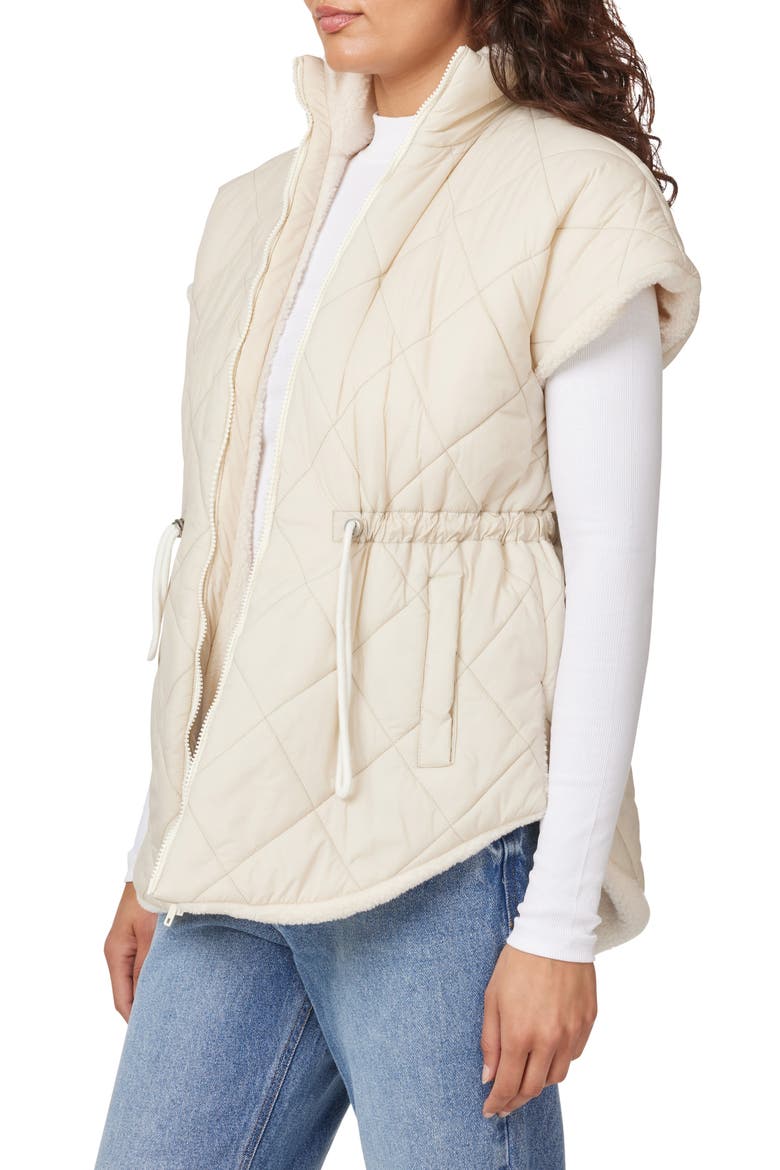 Reversible Fleece Quilted Vest, Alternate, color, NATURAL