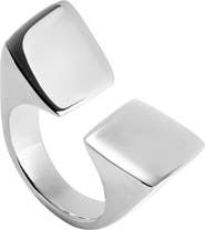 UNODE50 Sterling Silver Plated Ring with Smooth Finish and Square Shape