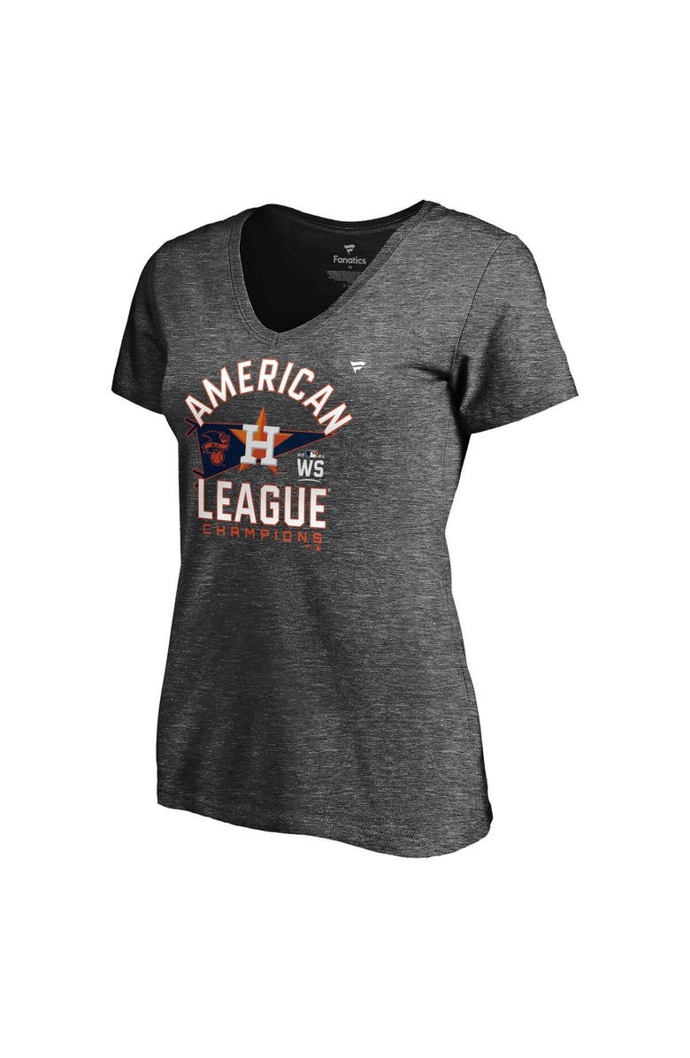 FANATICS Women's Fanatics Branded Heathered Charcoal Houston Astros 2021 American League Champions Locker Room V-Neck T-Shirt, Alternate, color, 