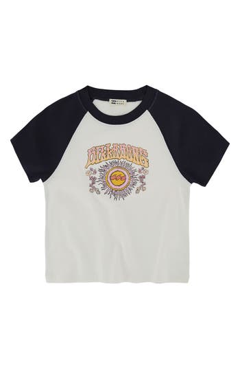 Shop Billabong Kids' Stay Sunshine Raglan Sleeve Cotton Graphic T-shirt In Black Sands