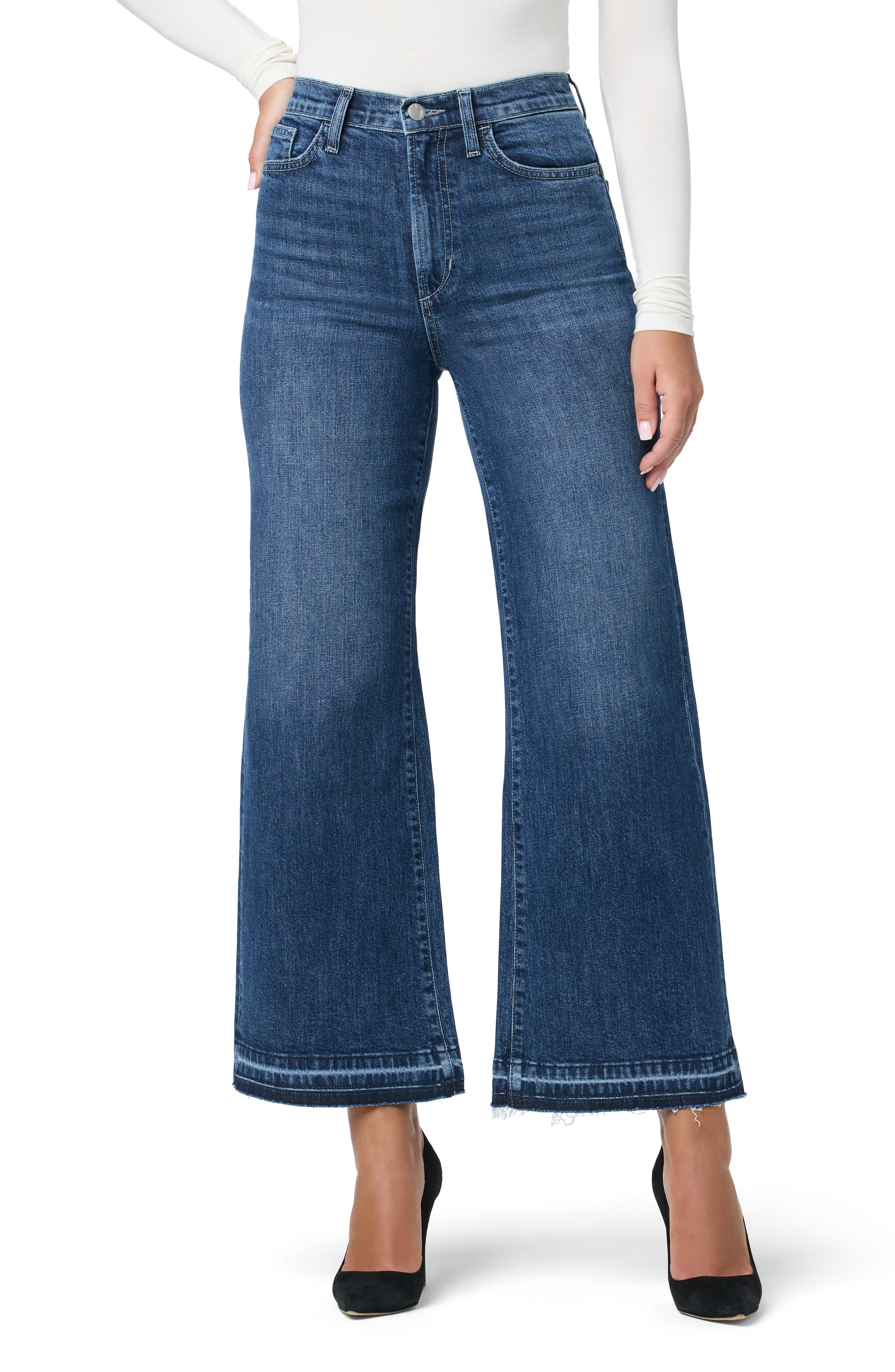 Joe's Release Hem High Waist Ankle Wide Leg Jeans