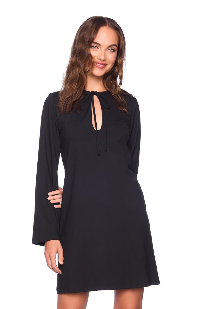 Susana Monaco Tie Keyhole Bell Sleeve Minidress, Alternate, color, 