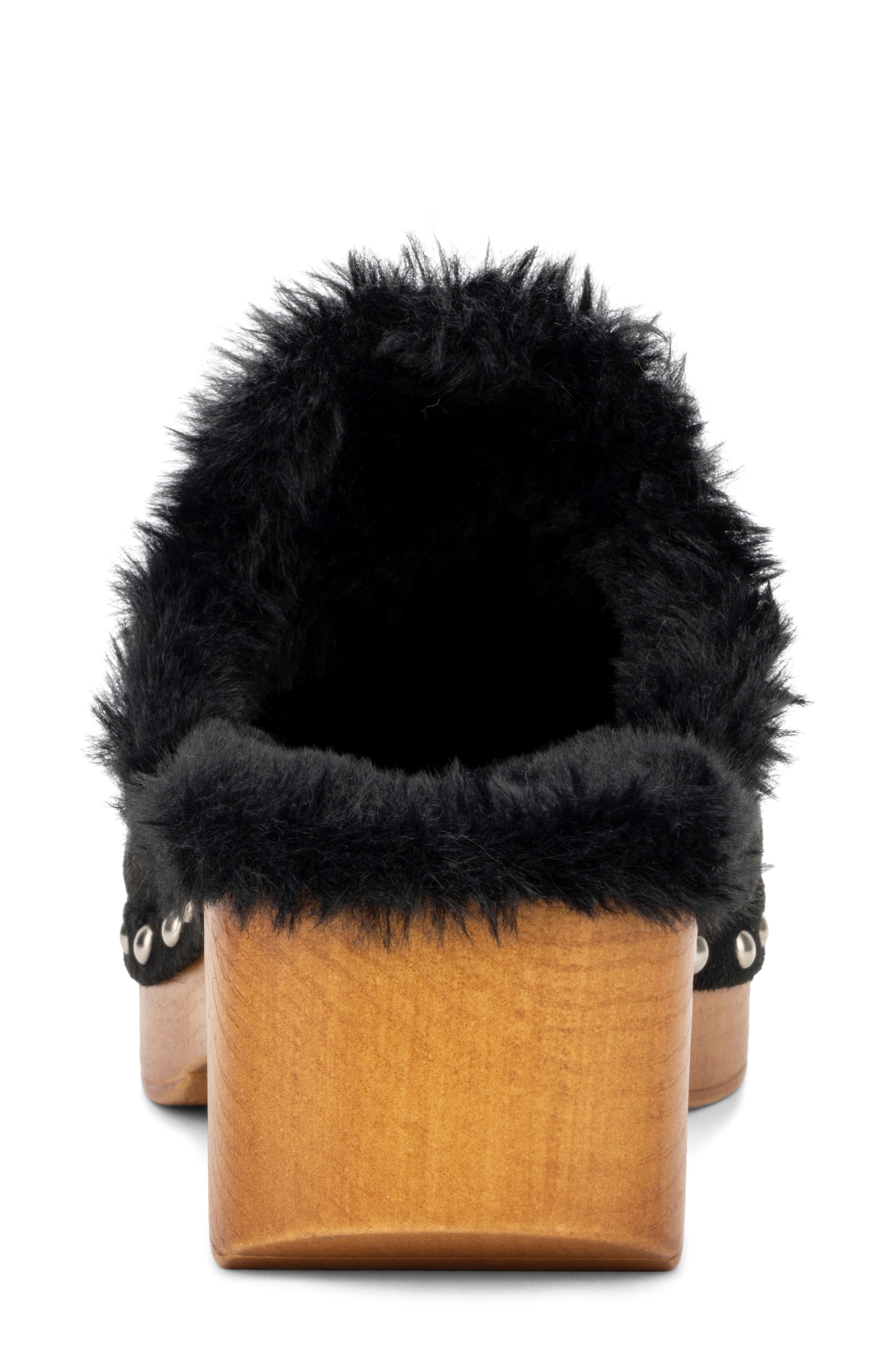 NEW YORK AND COMPANY Wynna Studded Faux Fur Lined Clog, Alternate, color, Black