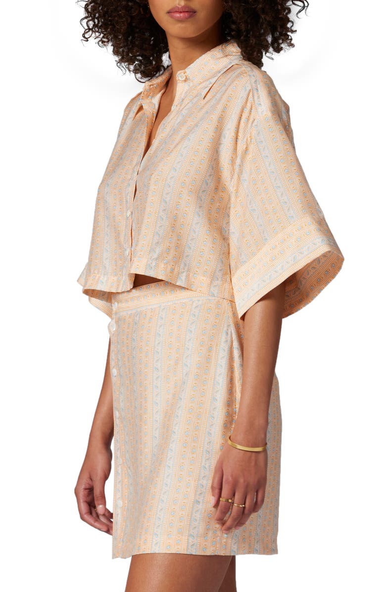 Joie Esther Print Crop Shirt, Alternate, color, Apricot Nectar Multi