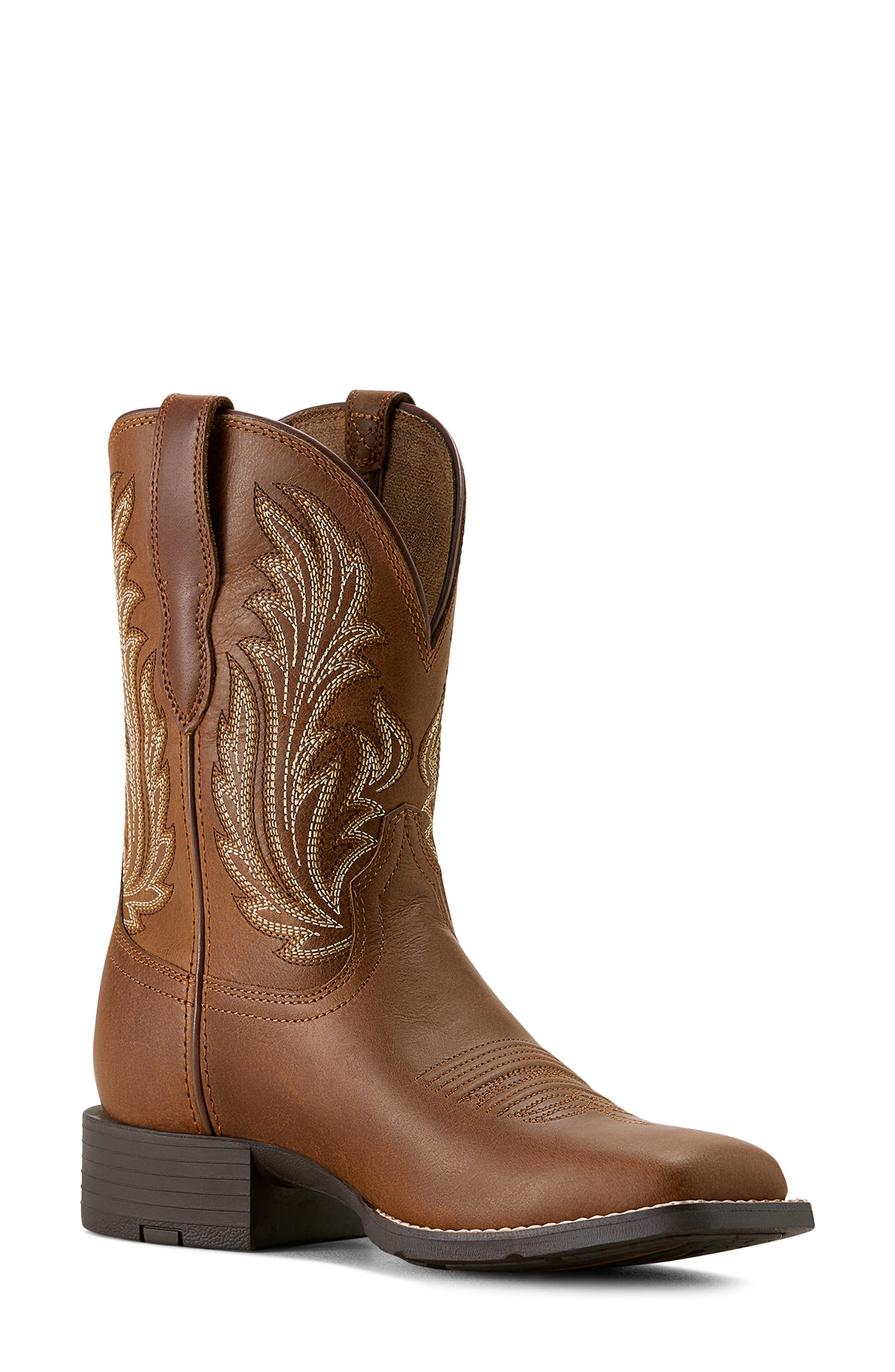 Ariat Round Up Filly Wide Square Toe Western Boot, Main, color, Sorrel Crunch