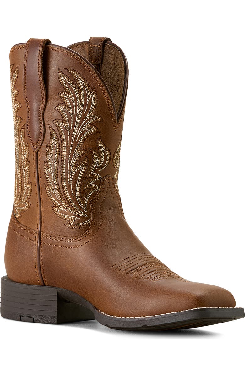 Ariat Round Up Filly Wide Square Toe Western Boot, Main, color, Sorrel Crunch