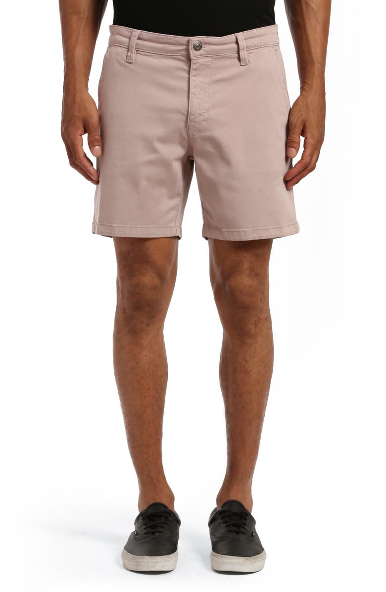 Mavi Jeans Noah Flat Front Stretch Twill Shorts, Main, color, Rose Twill