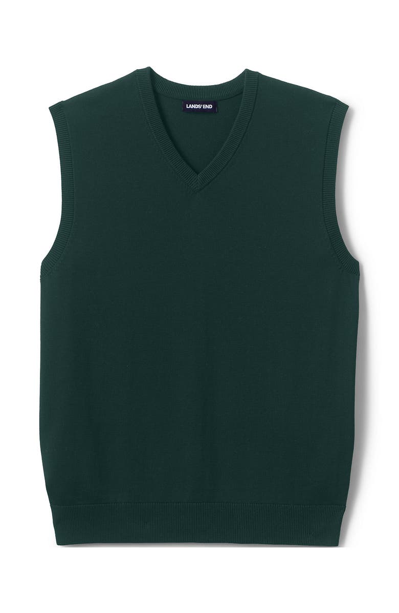 Lands' End School Uniform Cotton Modal Fine Gauge Sweater Vest, Alternate, color, Evergreen