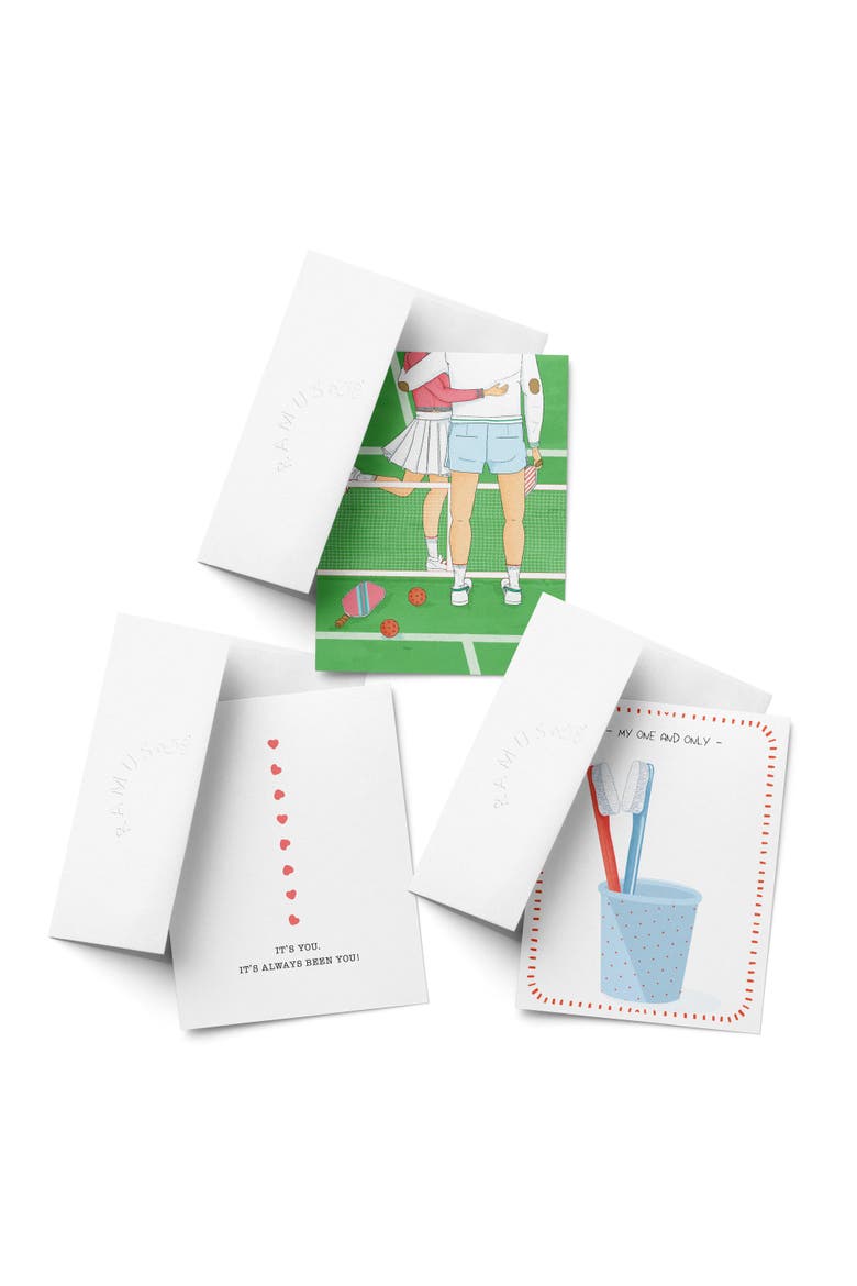 Love/Valentine's Assorted Greeting Card Pack (3ct) "Pickleball couple, It's You, Toothbrush", Main, color, Multi-Pack