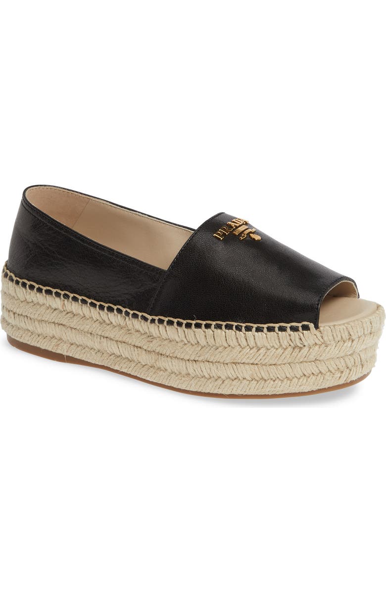 Prada Peep Toe Platform Espadrille, Main, color,
