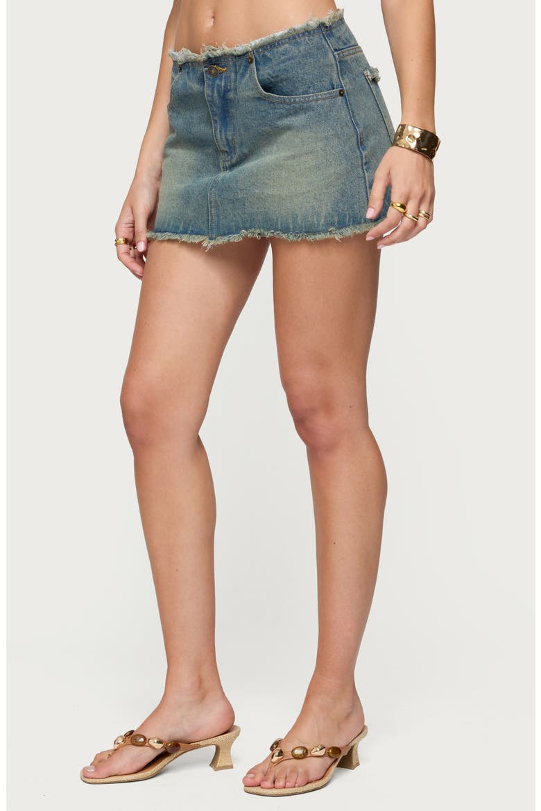 Levana Distressed Denim Miniskirt, Alternate, color, BLUE-WASHED