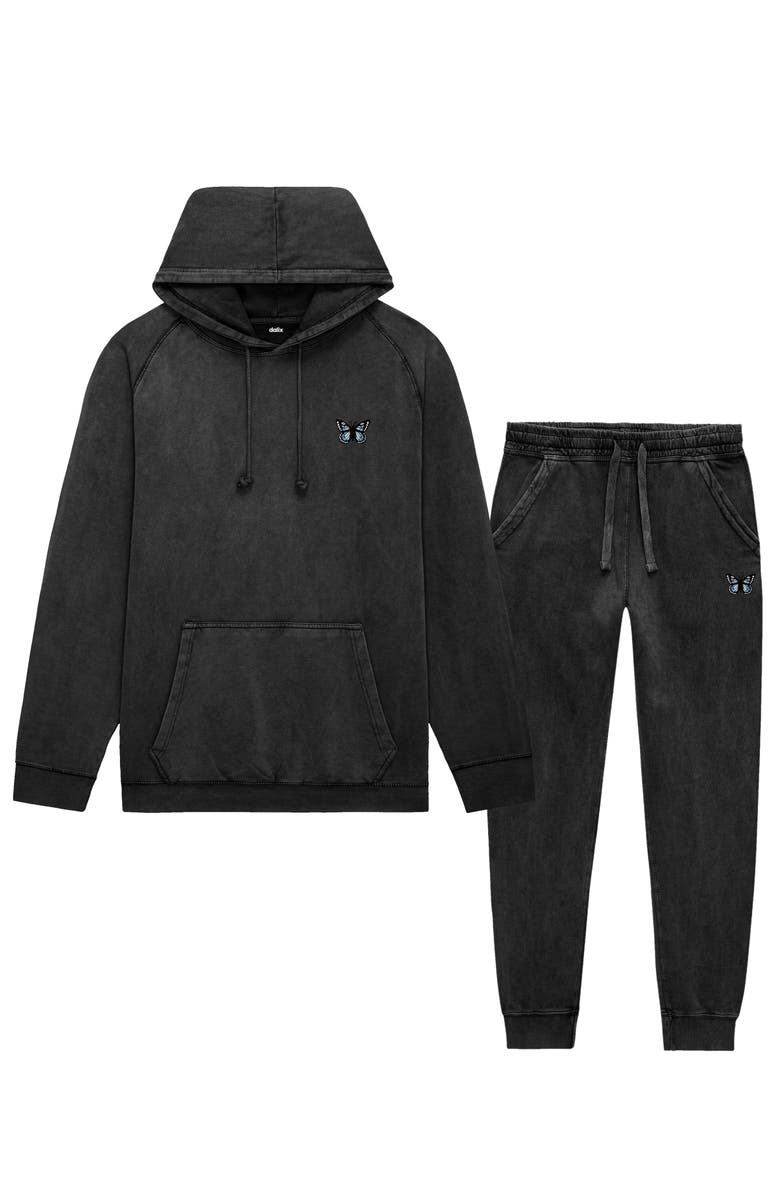 Dalix Butterfly Washed Sweatsuit, Main, color, Black