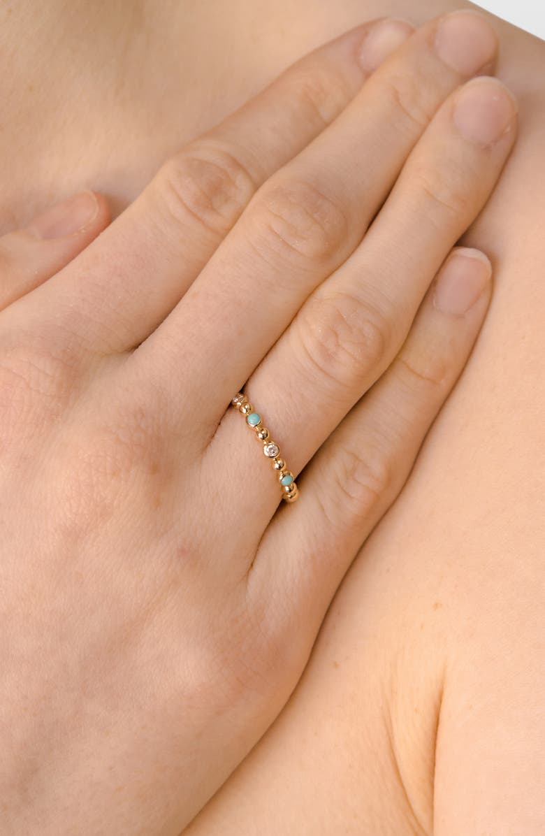 Anzie Dew Drop Étoile Diamond & Turquoise Ring, Alternate, color, Gold