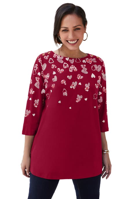 Stretch Cotton Boatneck Tunic (Plus Available)