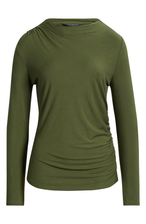 Liverpool Los Angeles Long Sleeve Ruched Knit Top In Green