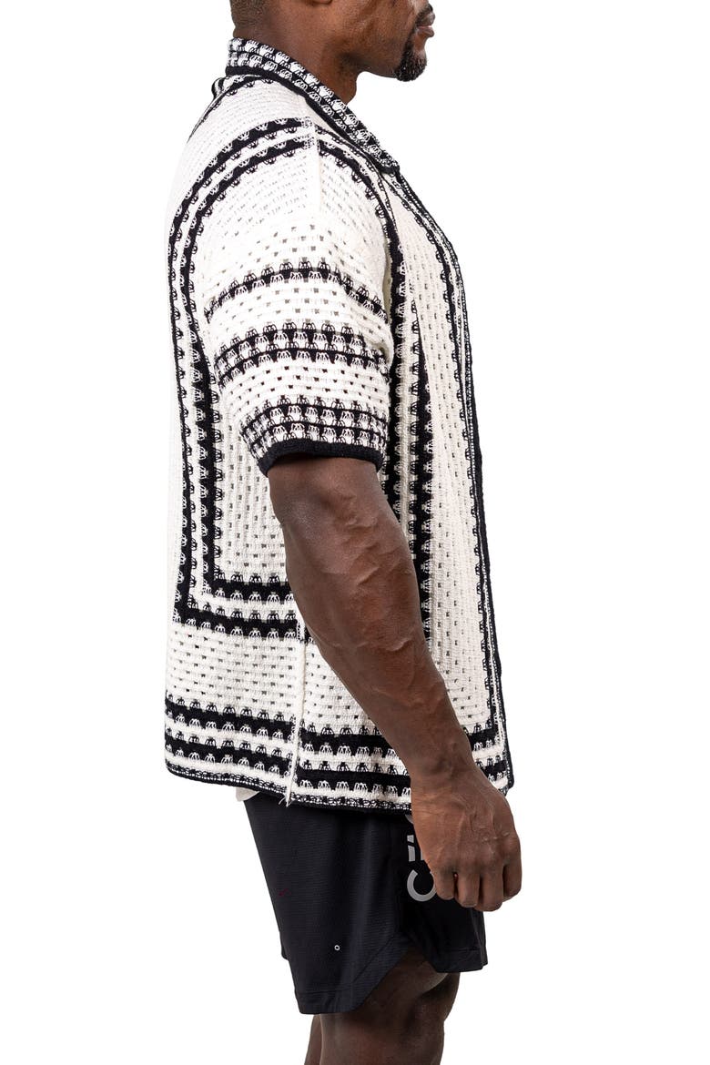 Marthy Knit Short Sleeve Button-Up Shirt, Alternate, color, WHITE