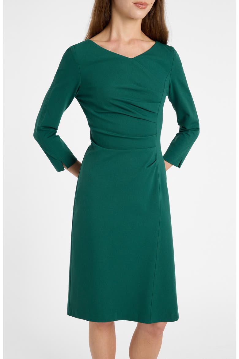 Liv Sheath Dress in Soft Stretch Crepe, Alternate, color, Evergreen