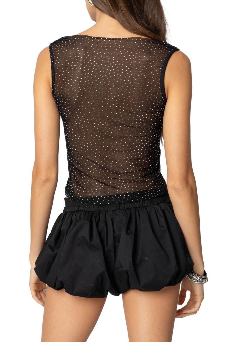Rhinestone Embellished Sheer Mesh Tank, Alternate, color, BLACK
