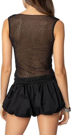 リテン Sheer Sculpture Topsブラック　新品タグ付き Plus Size - Mesh Mock Neck Rhinestone Top - Torrid