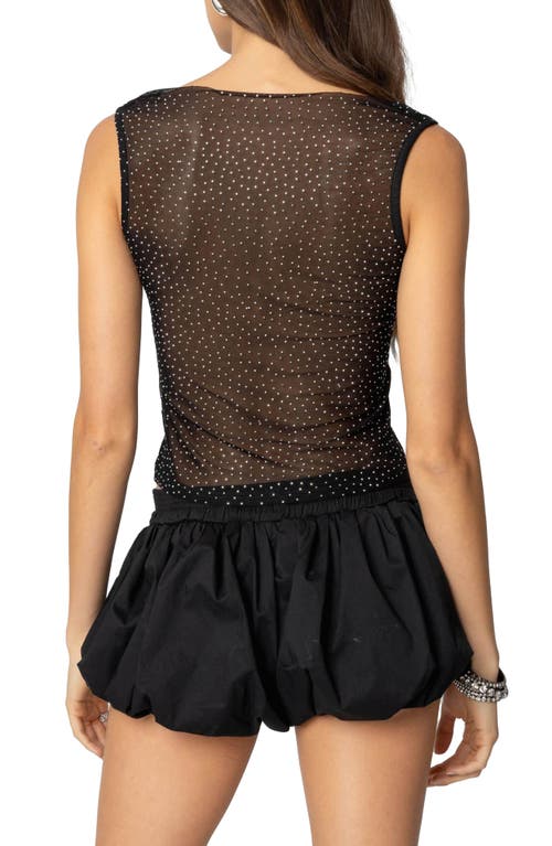 Edikted Rhinestone Embellished Sheer Mesh Tank In Black