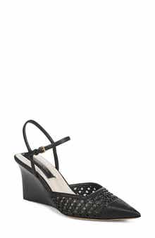 Cherie Ankle Strap Pointed Cap Toe Wedge Pump