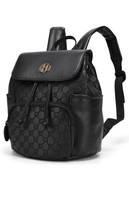 Elle Compass 10l Vegan Leather Monogram Mini Backpack In Black
