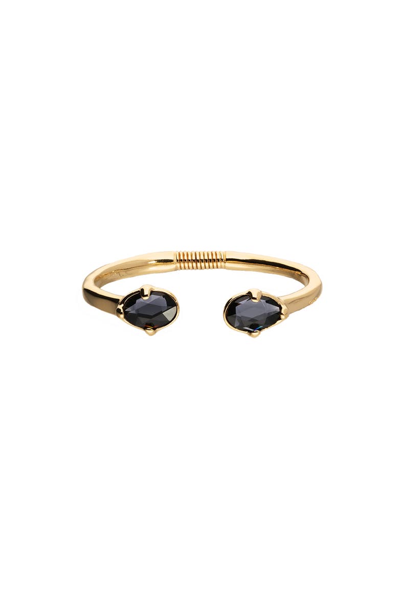 Rigid Bracelet Plated In 18K Gold And Black Faceted Crystals, Main, color, Gold