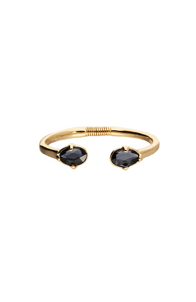 UNODE50 Rigid Bracelet Plated In 18K Gold And Black Faceted Crystals, Main, color, Metallic Gold
