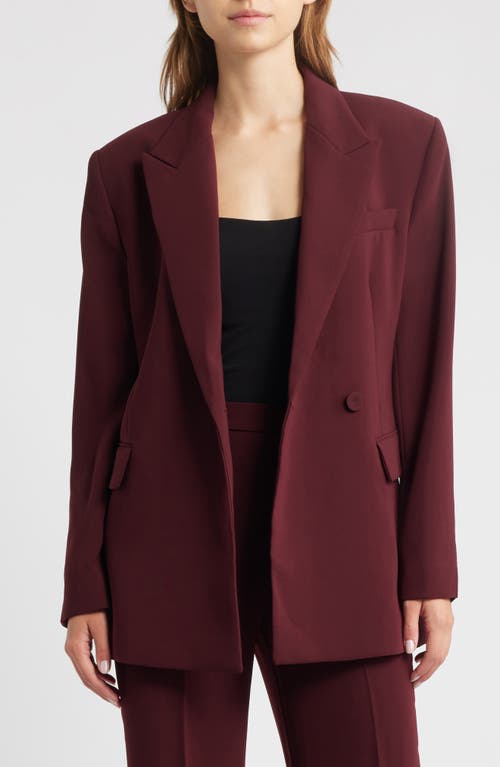 Mango Iguana Double Breasted Blazer In Burgundy