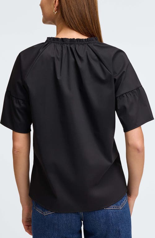 Foxcroft Vicky No Iron Stretch Elbow Sleeve Popover Shirt In Black In Black
