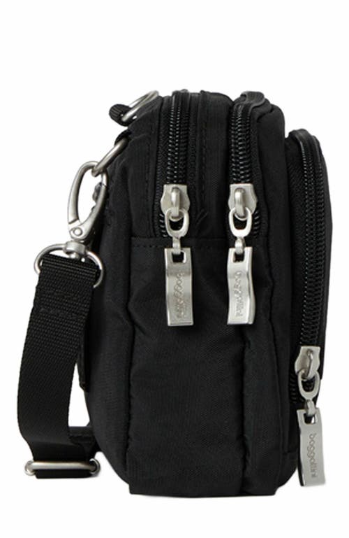 Baggallini Triple Zip Small Convertible Crossbody Bag In Black