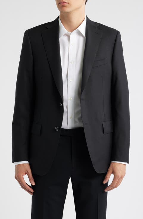 Pebble Weave Black Wool Suit Jacket