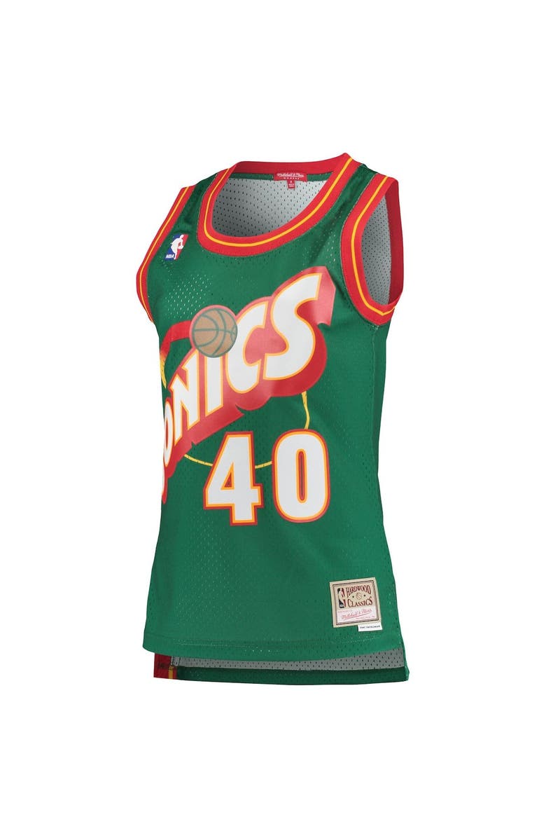 Mitchell & Ness Women's Mitchell & Ness Shawn Kemp Green Seattle SuperSonics 1995/96 Hardwood Classics Swingman Jersey, Alternate, color, Green