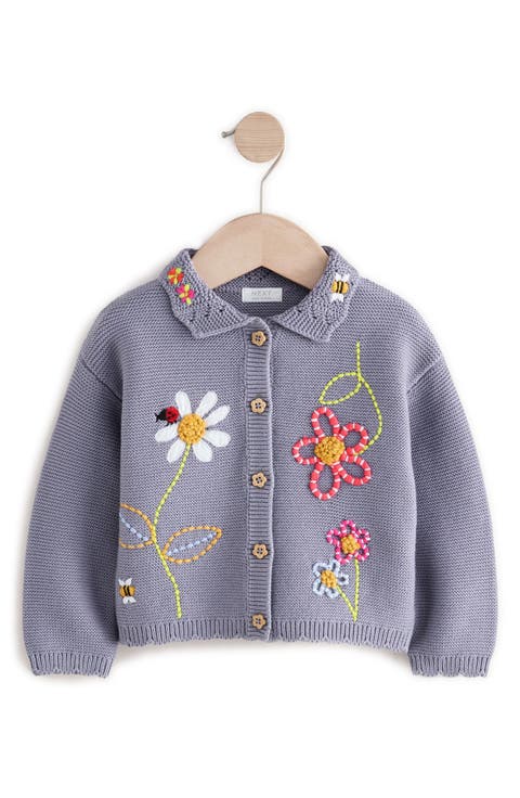Kids' Floral Embroidered Cotton Cardigan (Baby & Little Kid)