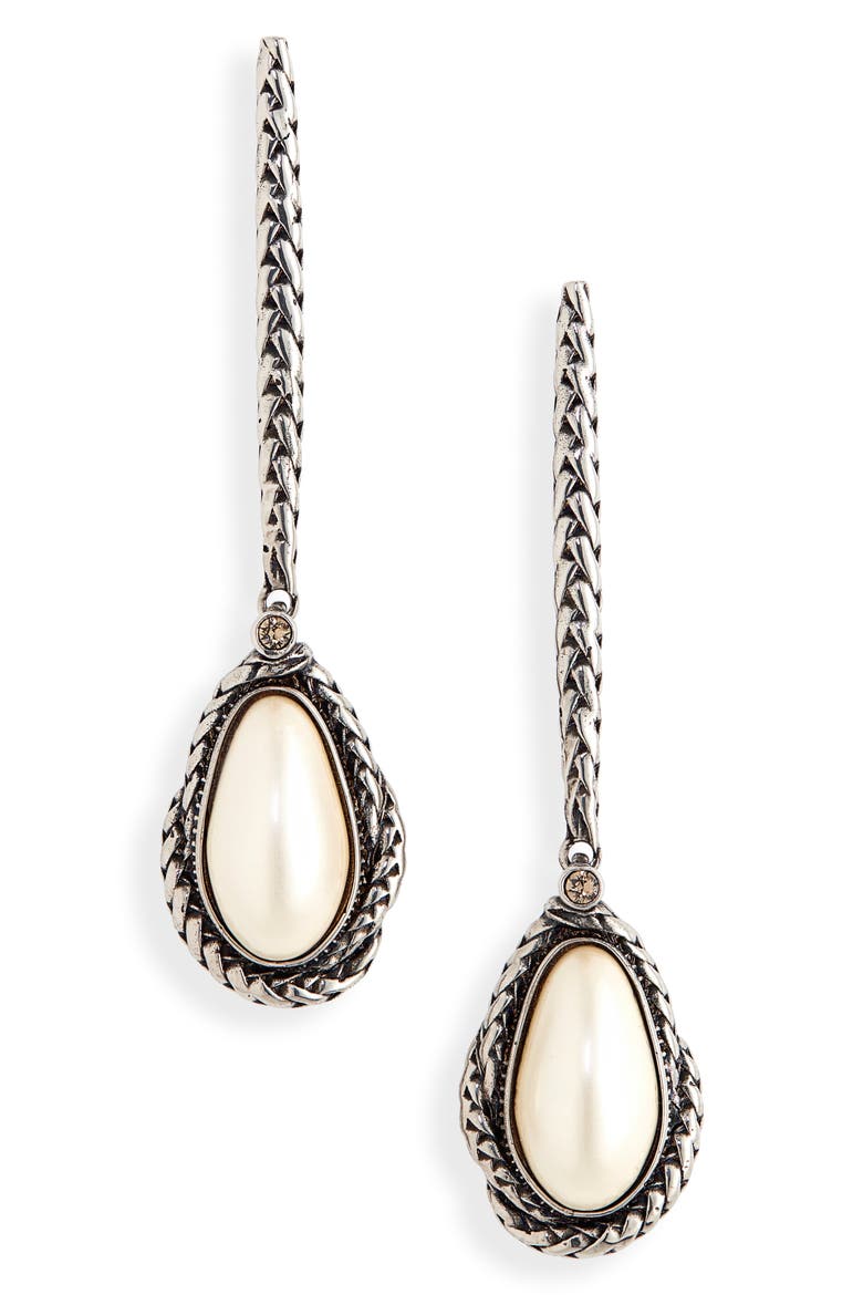 Alexander McQueen Imitation Pearl Drop Earrings, Main, color, CYSTAL