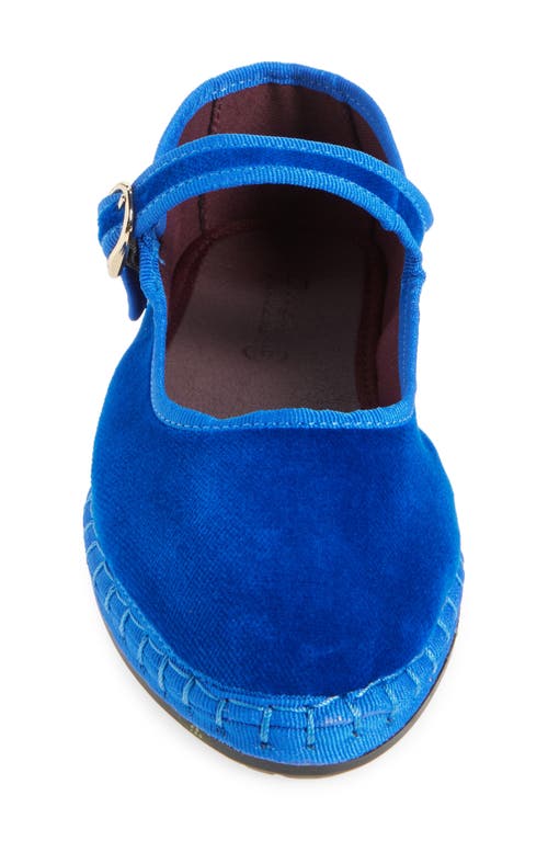 Flabelus Velvet-finish Buckle Ballet Flats In Blue