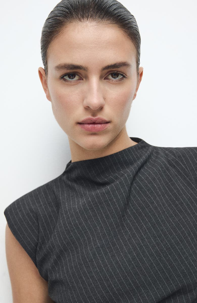 MANGO Cutout Pinstripe Minidress, Alternate, color, 