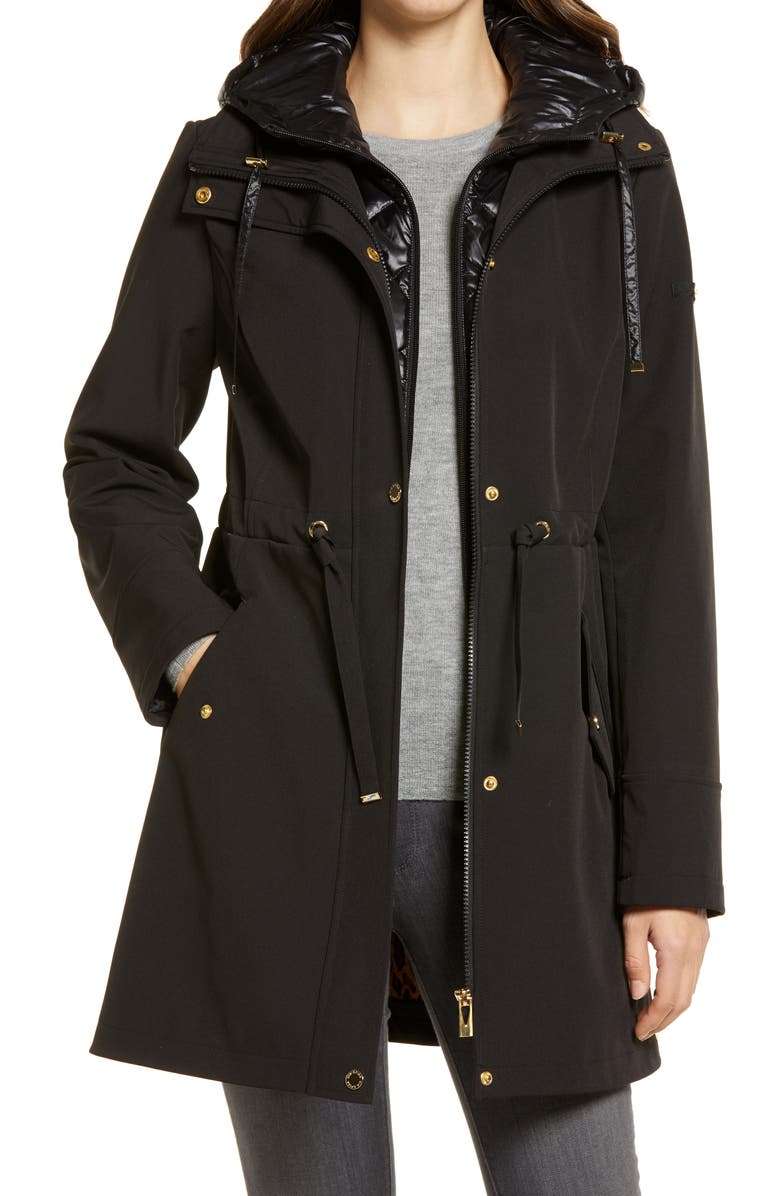 Via Spiga Water Repellent Coat with Quilted Hooded Liner, Main, color,