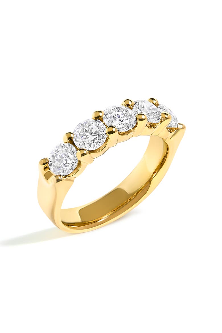 14K Gold 2.0 Ctw Round Diamond Five-Stone Band Ring, Alternate, color, Yellow Gold