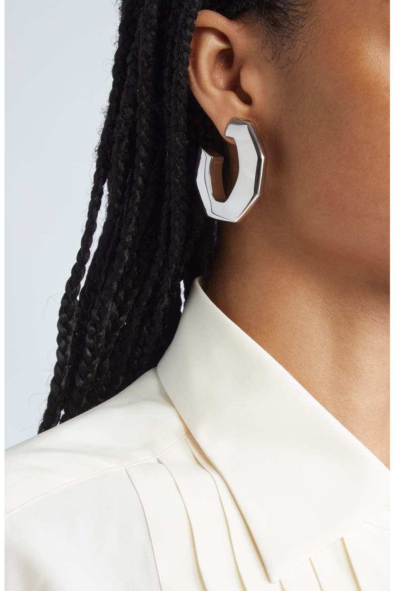 Large Chain Link Hoop Earrings, Alternate, color, SILVERY