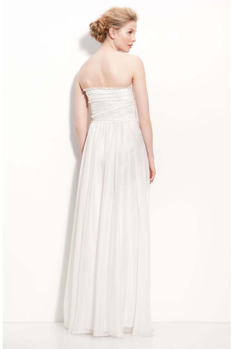 ML Monique Lhuillier Bridesmaids Strapless Chiffon Gown (Nordstrom Exclusive), Alternate, color, IVORY