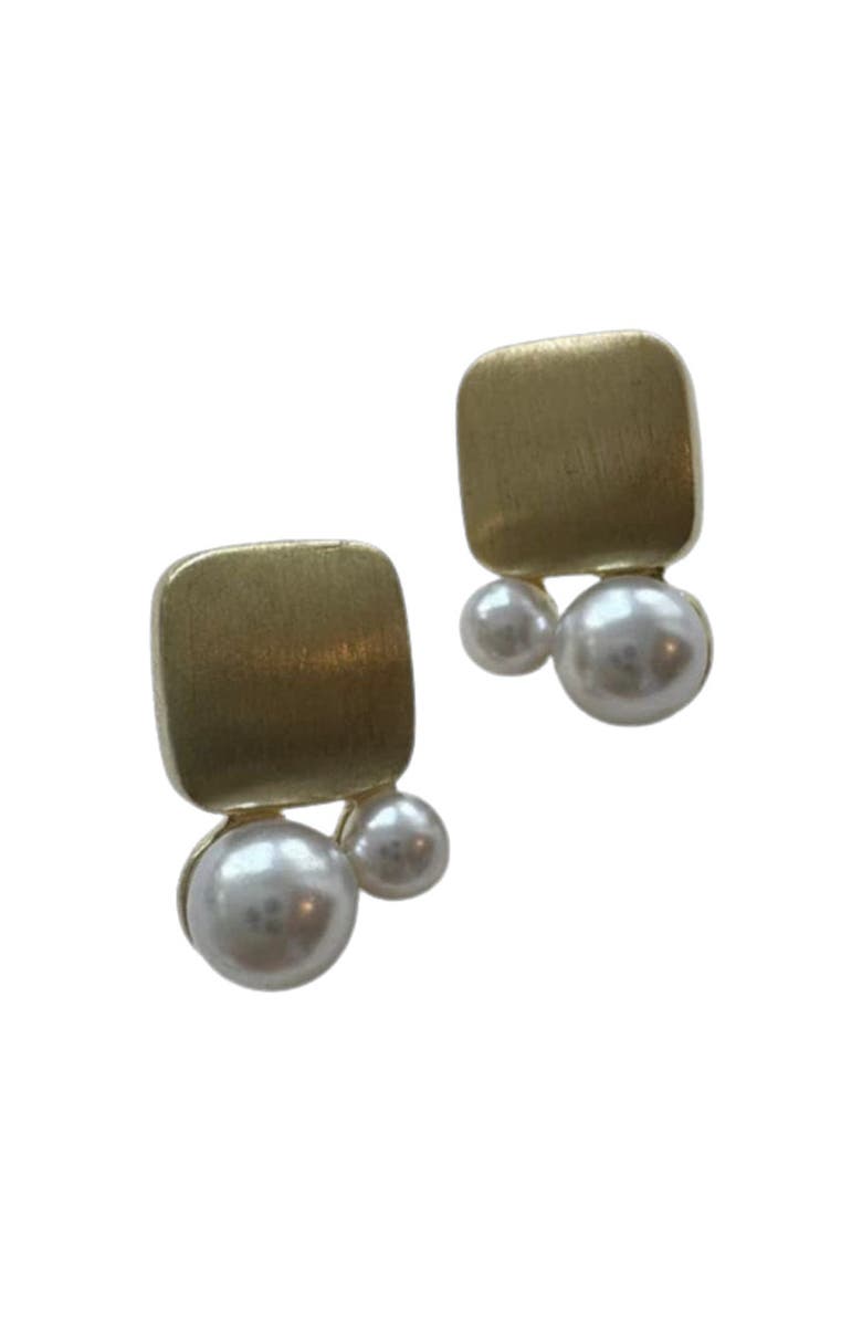 Erin McDermott Jewelry Pearl and Gold Studs, Main, color, 