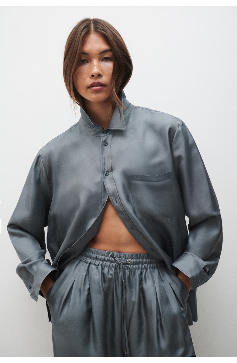 SILK LAUNDRY Twill Boyfriend Shirt, Alternate, color,