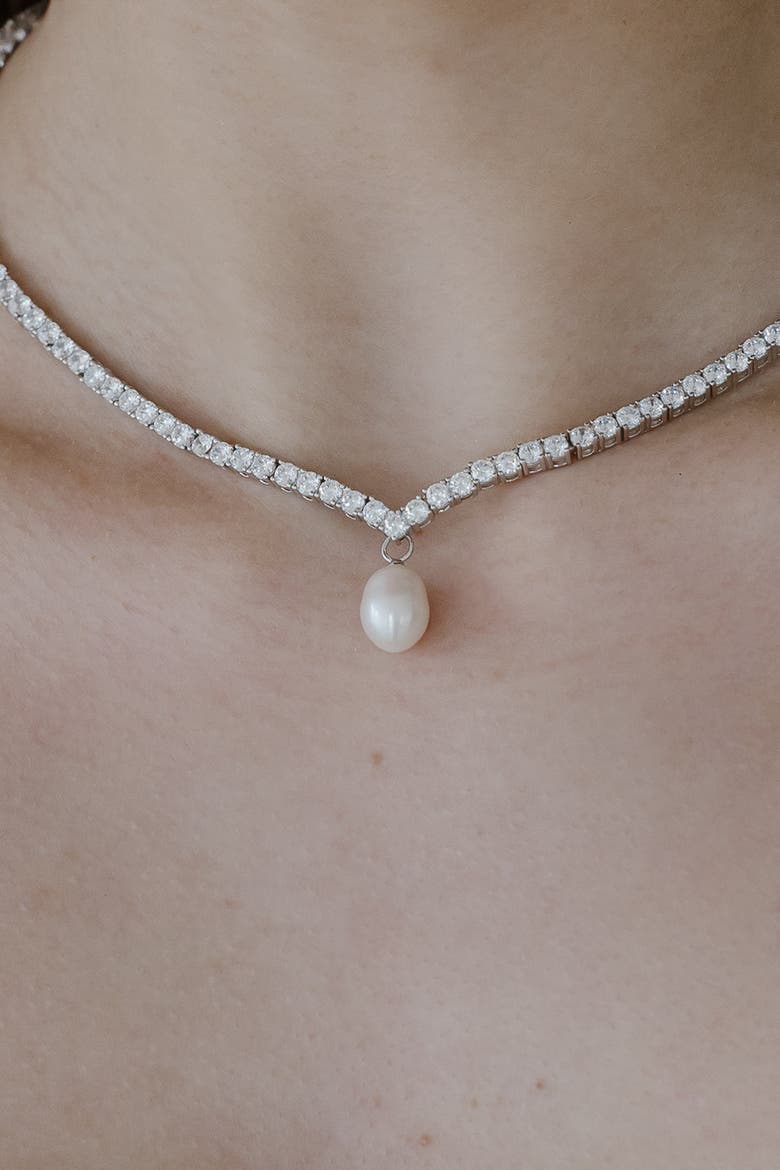 Aura Crystal Necklace, Alternate, color, Metallic Silver