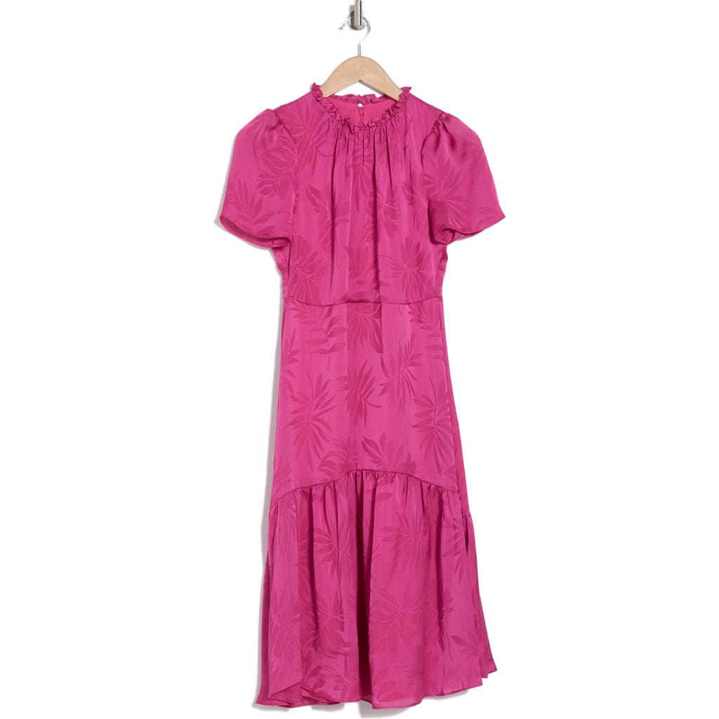 Maggy London Jacquard Midi Dress In Fuchsia