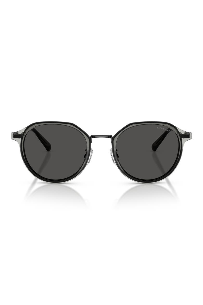 57mm Irregular Round Sunglasses, Main, color, SATIN BLACK / GREY SOLID