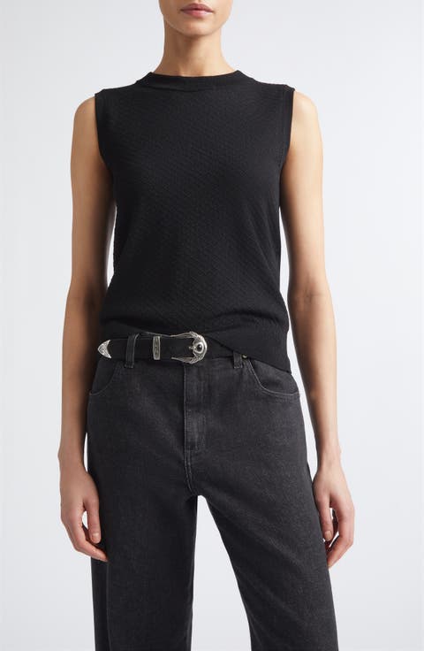 Sleeveless Wool Blend Knit Shell