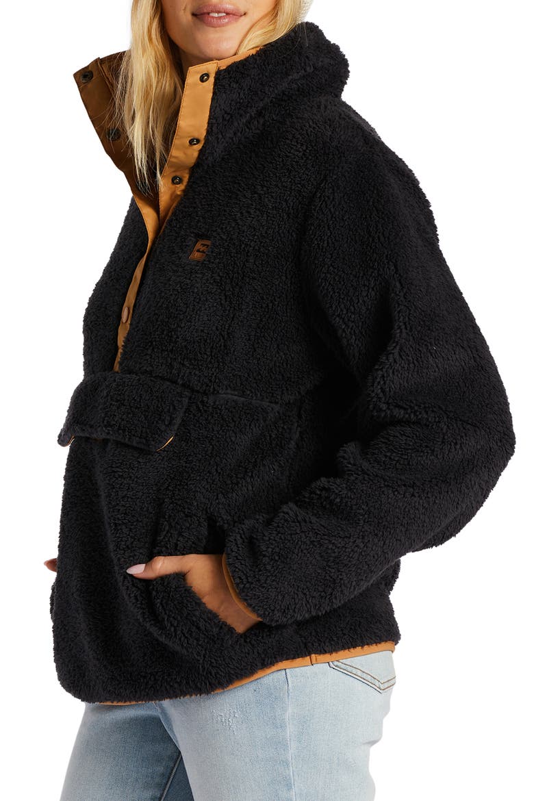 Switchback Textured Fleece Pullover, Alternate, color, BLACK SANDS