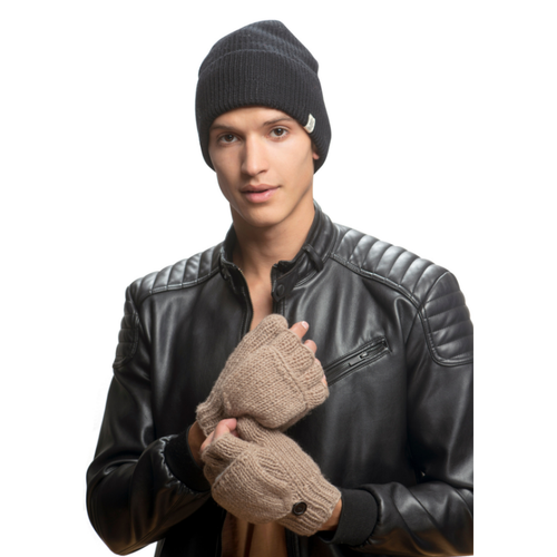 Nirvana Designs Fingerless Gloves With Button Flap And Fleece Lining In Teal